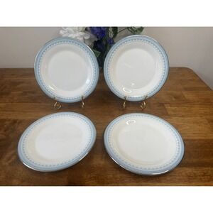 Vintage Royal Doulton Lorraine Side Plates Set MCM Retro Dining‎ Blue Silver